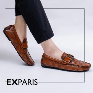Genuine Leather Plaid Men's Fashion Loafers