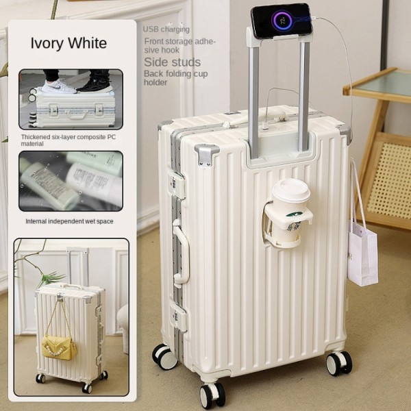 Unisex Multi-functional Rolling Travel Suitcase