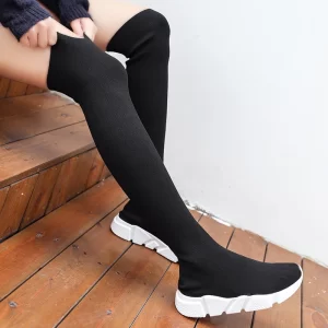 Elegant Above-knee Slip-on Sock Boots