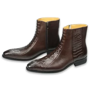 Men's Leather Serpentine Lace-up Chelsea Boots