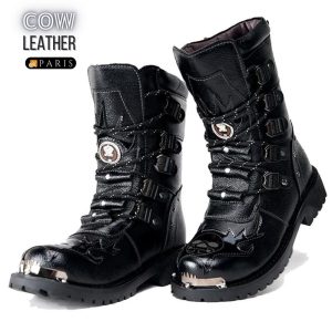 Genuine Cow Leather Unisex Punk Winter Boots