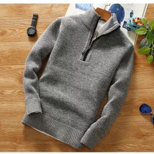 Stand-collar Fleece Liner Men's Winter Sweater