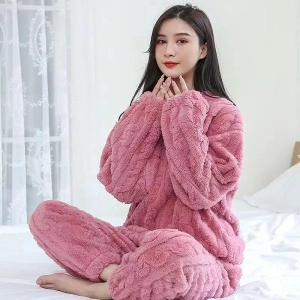 Fluffy Warm Cotton-Polyester Winter Women's Suit