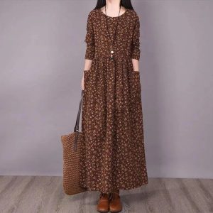 Vintage Japanese Mori Girl Fashion Midi Dress