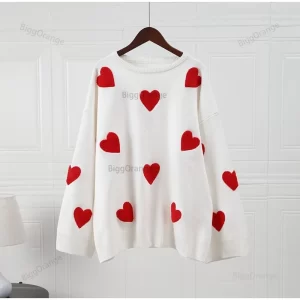 Heart Embroidered Women's Knitted Sweater