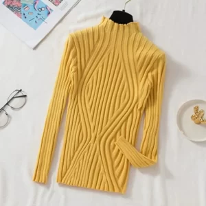 Hand-knitted Stand Collar Full Sleeve Jumper