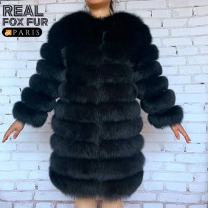 Real Full Pelt Fox Fur Long Winter Fashion Jacket