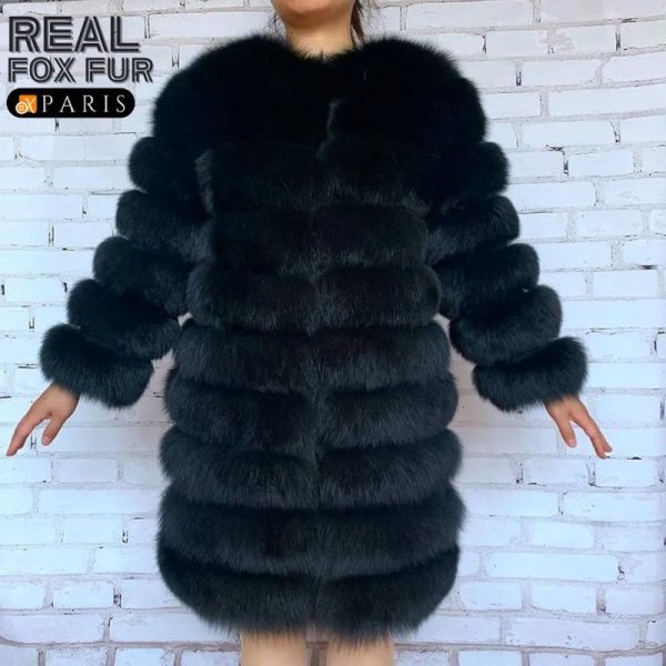 Real Full Pelt Fox Fur Long Winter Fashion Jacket