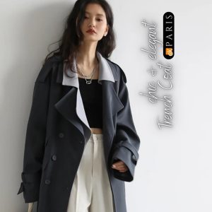 Women's Loose Contrast Chic Trench Coat
