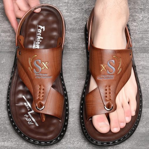 Men's Handmade Vegan Leather Flip Flops