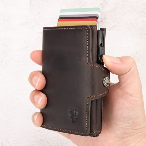 Fine Cow Leather RFID Blocking Men's Zipper Wallet