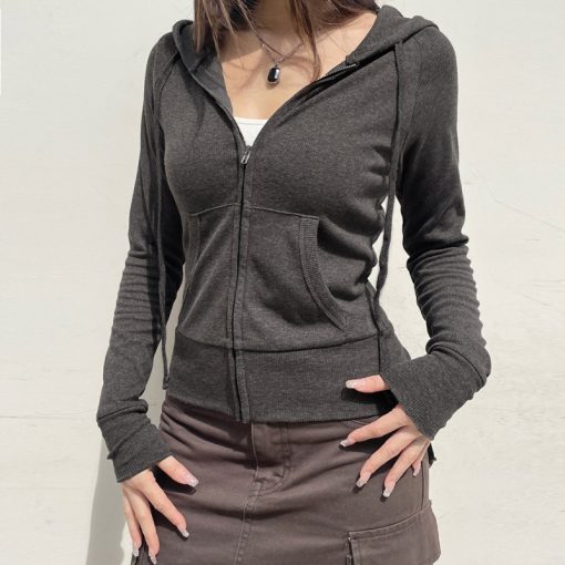 Women's Casual Hooded Zipper Sweatshirt