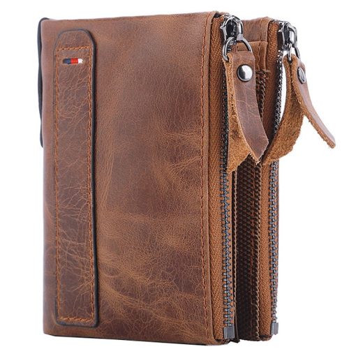 Genuine Cow Leather Retro Zipper Wallet