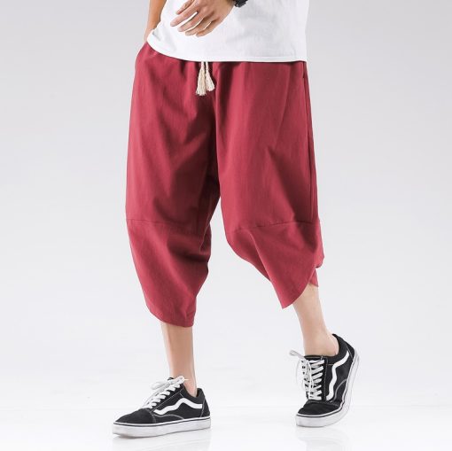 Cotton Linen Solid Casual Men's Harem Pants