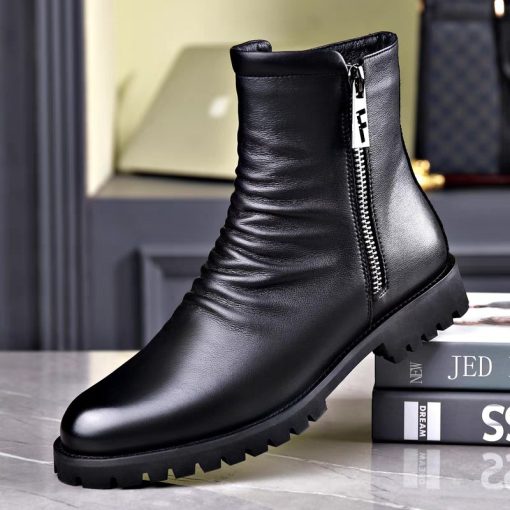 Genuine Cow Leather Zipper Men's Chelsea Boots