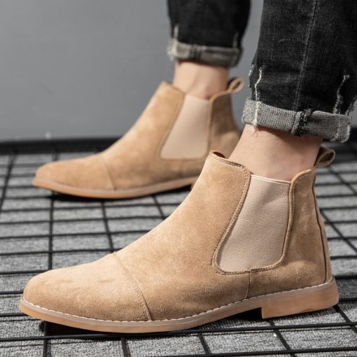 Faux Suede Pointed Toe High-toe Chelsea Boots